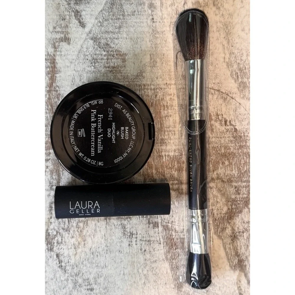 Laura Geller Rose-N-Glow 3pc | GIFT SET NEW | Blush Brush Lipstick | $65‎